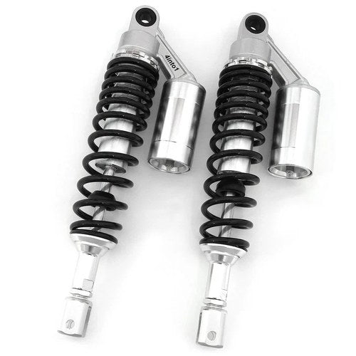 Silver & Black Remote Reservoir Motorcycle Shocks - Eye To Clevis - 350mm 360mm