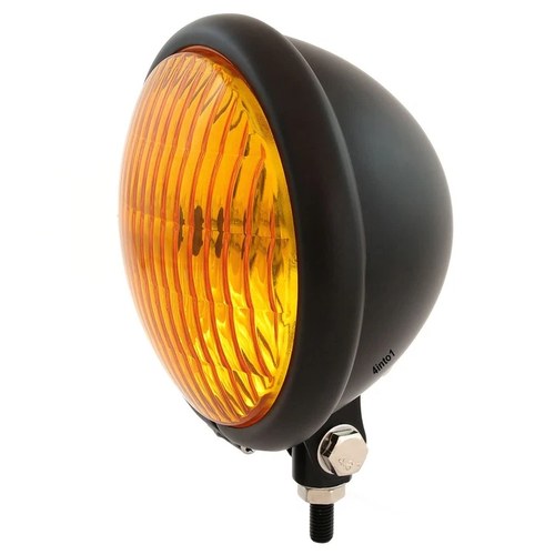 5.75" Bottom Mount Halogen Motorcycle Headlight Spotlight - Matte Black Amber