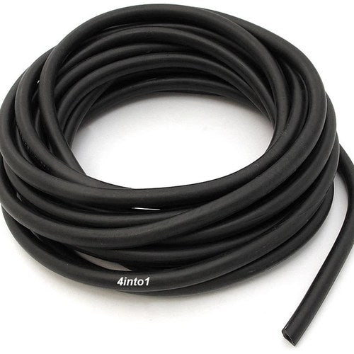 Universal Motorcycle Black Rubber Fuel / Oil / Gas Line - 1/4" (6mm) - 5' Feet
