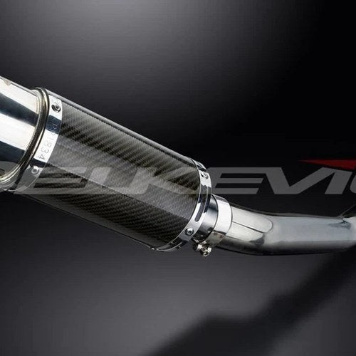 Delkevic 8" Mini Carbon Round Slip On Muffler - Kawasaki ZX-6R 2003-2004 Exhaust
