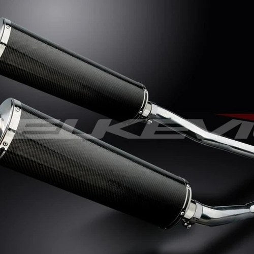 Delkevic 18" Carbon Oval Slip On Mufflers - Kawasaki ZX-14 2006-2007 Exhaust