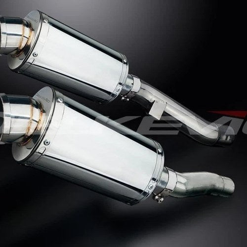 Delkevic 9" Stainless Oval Mufflers - Kawasaki Ninja ZX6 ZZR600 Exhaust