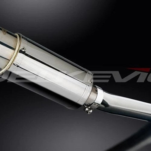 Delkevic 8" Stainless Round Slip On Muffler - Kawasaki ZX-9R 1994-1997 Exhaust