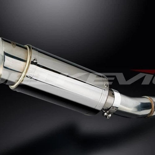 Delkevic 8" Stainless Round Slip On Muffler - Suzuki SV650 1998-2002 Exhaust