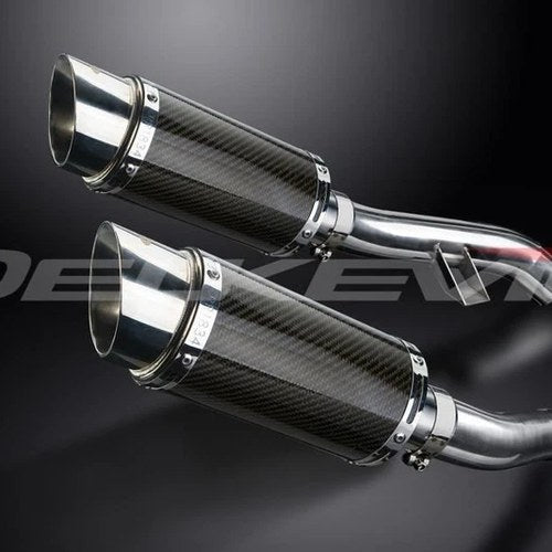 Delkevic 8" Carbon Round Slip On Mufflers - Yamaha FJR1300 2006-2021 Exhaust