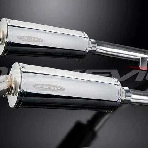 Delkevic 14” Stainless Oval Slip On Mufflers - Yamaha FJR1300 2001-2005 Exhaust
