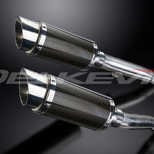 Delkevic 8" Carbon Round Mufflers - Triumph Trident Sprint 900 - 95-97 Exhaust