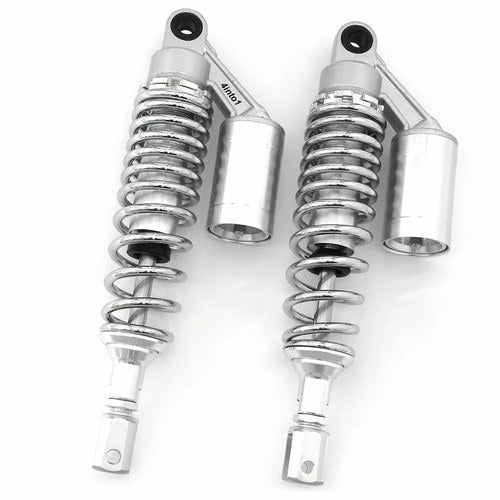 Silver & Chrome Remote Reservoir Shocks - Eye To Clevis - 320-330mm for Honda