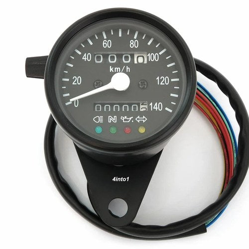 Mini Kmh Speedometer Indicator Lights & Trip Meter 1400:60 Black 12V Gauge 2.5"