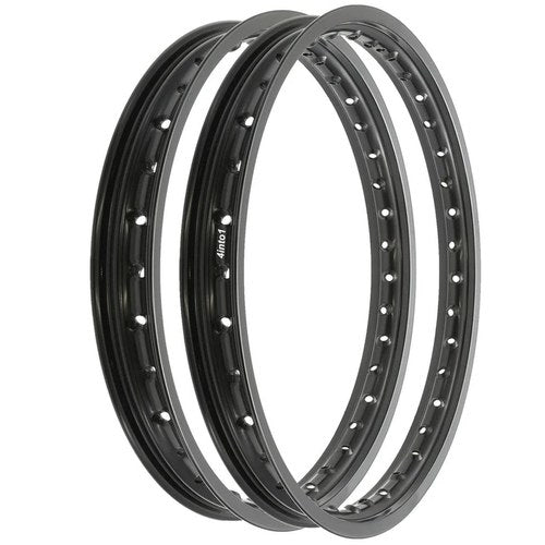 Rising Sun Black Aluminum Rim Set - Honda C100 CA100 Super Cub 50 - 1959 - 1970