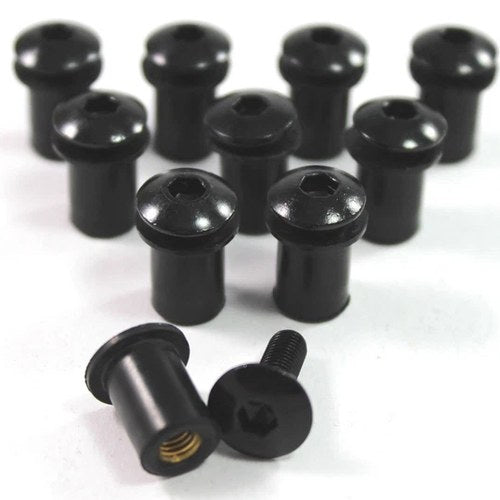 10x Black Motorcycle Windshield Wind Screen Shield Bolts Well Nuts for Suzuki