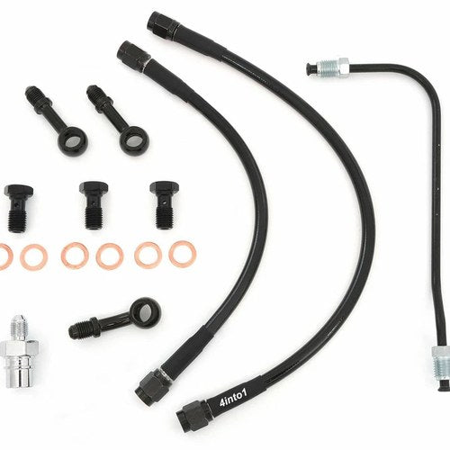 Short Black Stainless Steel Brake Line Kit Clubman Drag Bars CB350/360/400F