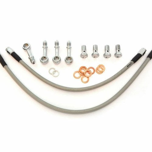 Short Stainless Steel Brake Line Kit Clubman / Drag Bars - CB360/450/500/550/750