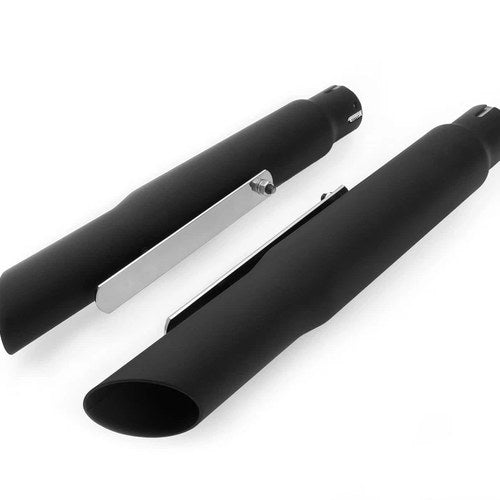 Set of 2 Slash Cut Shorty Muffler Flat Black Bobber Cafe Racer Chopper Dragster
