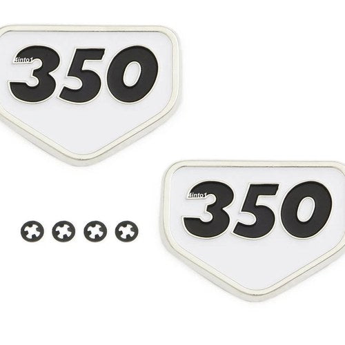 Set of 2 Side Cover Emblems White - 87128-310-000A Honda CB350 CL350 SL350 69-70