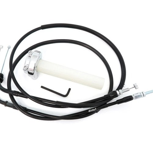 Short Throttle Cable Set w/ Chrome Throttle Tube - Honda CB550K CB750 - 77-78