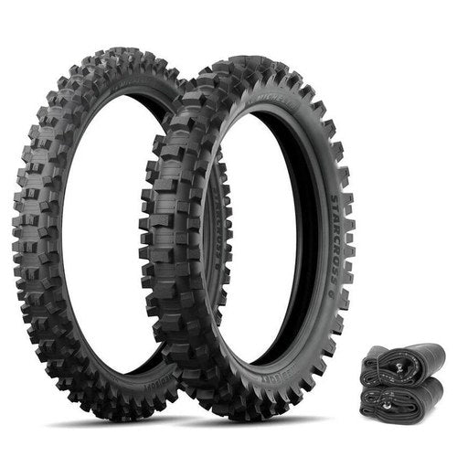 Michelin Starcross 6 Medium Soft Tires & Tubes Set Motocross Honda CR125R 95-07