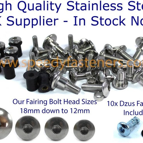 Yamaha Tzr 250 1991-1996 3XV Stainless Fairing & Screen Bolts + Dzus Kit SP Spr