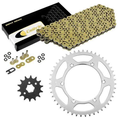 Gold O-Ring Drive Chain & Sprockets Kit for Kawasaki KX250 1987-89 KX500 87-04