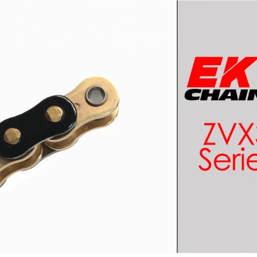 EK ZVX3-530 Motorcycle Chain 120 Links Tensile Strength 11,100 lbs Black / Gold