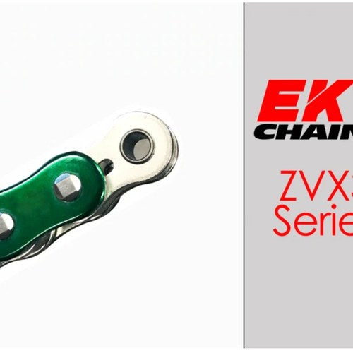 EK ZVX3-520 Motorcycle Chain 120 Links Tensile Strength 9400 lbs Metallic Green