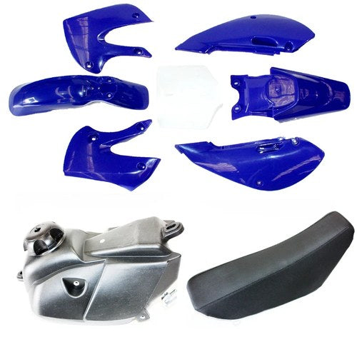 Blue KLX110 Plastic Fairing Fender Kit Seat Fuel Tank 125c Pit Dirt BigFoot Bike