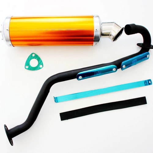Exhaust Pipe+ Gold Alloy Muffler 150cc 200cc 250cc Quad Dirt Bike ATV Dune Buggy