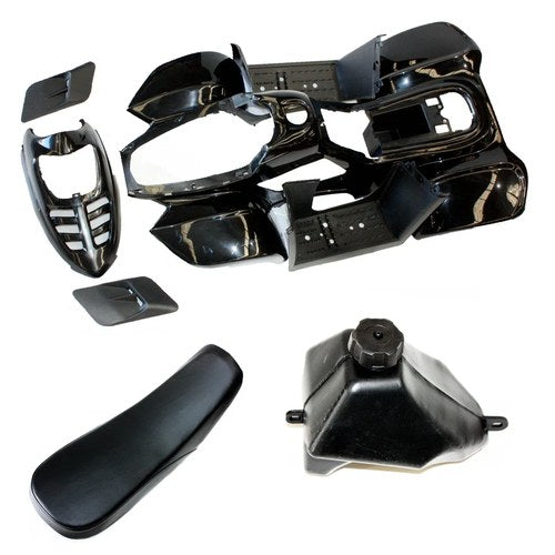 Black Plastics Fairing Fender Guard Kit Seat Fuel Tank 110cc Quad Dirt Bike ATV
