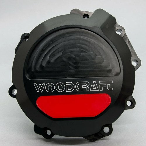 Kawasaki 2011-25 ZX10R Woodcraft Left Side Engine Stator Cover - Red Skid Pad