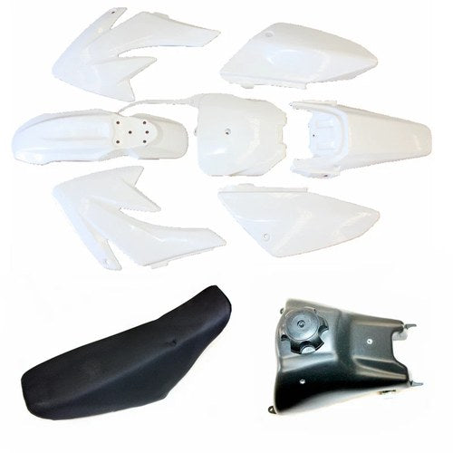 White Fairing Fender Guard + Seat+ Fuel Tank CRF70 150cc Pit Pro Dirt Bike