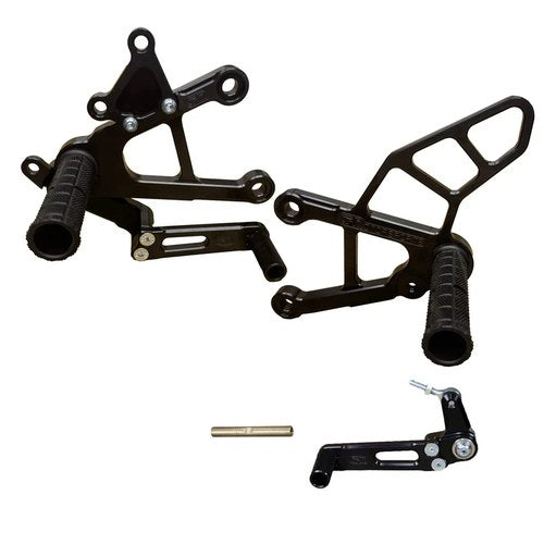 Kawasaki 2019-26 Ninja ZX6R Woodcraft Complete Rearsets Kit - GP Shift w/ OEM QS