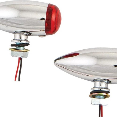 Harley Davidson Harddrive LED Bullet Marker Light Chrome With Red Lens