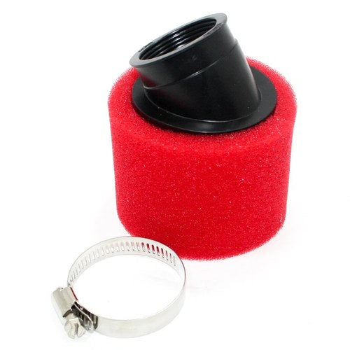 Red 42mm Bent Angled Foam Pod Air Filter 140cc Pit Quad Dirt Bike ATV Buggy