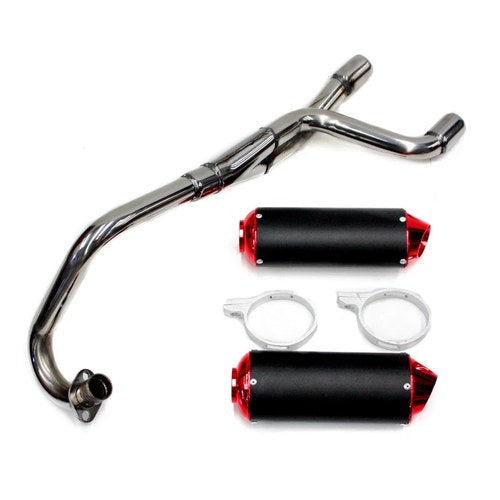 Twin Bigbore Exhaust Pipe + Red Muffler 125cc 150cc 160cc Pitpro Trail Dirt Bike