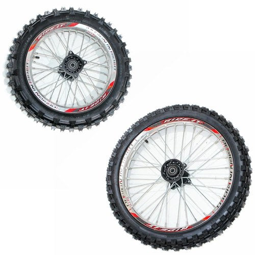 Silver 15mm 17 Inch Front 14 inch Alloy Rear Wheel Rim Tyre Tire Pit Dirt Bike