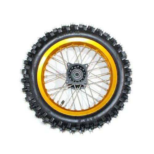 Gold 12mm Axle 3.00 - 12 Inch Rear Wheel Rim + Tyre Tire Pit Pro Dirt Bike