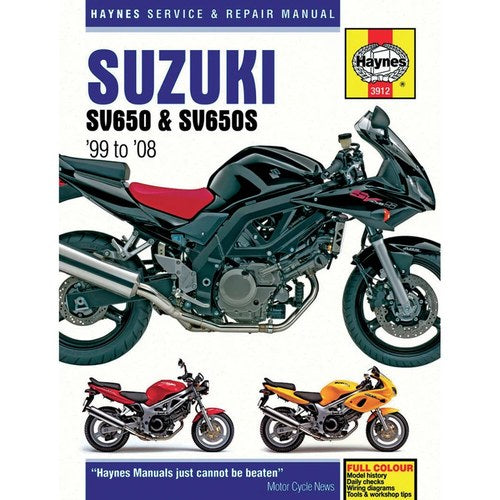Haynes Repair Manual for Suzuki SV650, SV650S, SV650SA, & SV650A 1999-2008