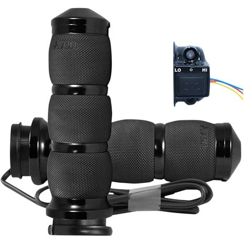 Avon Air Cushion Heated Grips for H-D Motorcycles w/Fly-By-Wire Throttle (Black)
