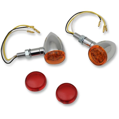 Drag Specialties LED Mini Deuce Marker Light Kit (Chrome/White) Amber/Red Lens