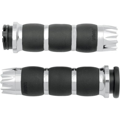 Avon Velvet Air Grips for H-D Motorcycles w/Cable Throttle (EXCALIBUR Chrome)