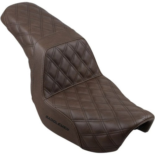 Saddlemen Step Up 2-Up Seat - Lattice Stitched - Dyna (Brown) 806-04-175BR