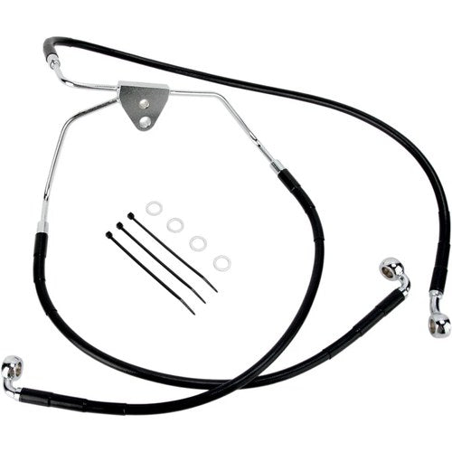 Drag Specialties Front Brake Line FL 08-13 Black | 620085-BLK