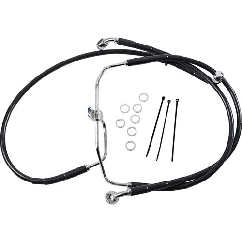 Drag Specialties +4" Brake Line - Front - Black Vinyl - FXDF08-17 | 660325-4BLK