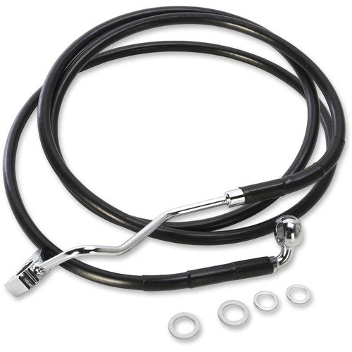 Drag Specialties +4" Brake Line - Front - Black Vinyl - 15-17FLTR | 615220-4BLK