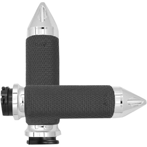 Avon Grips Large Chrome Memory Foam Spike Grips | MF-63B-CH-SPK