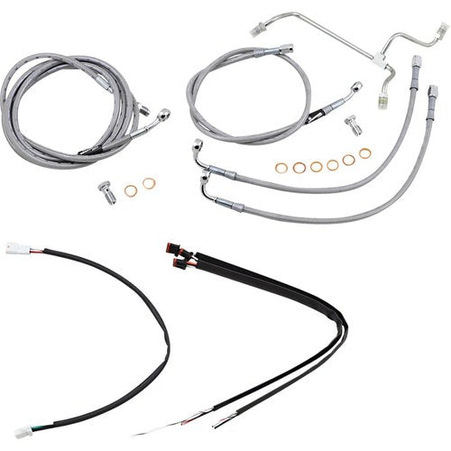 Burly Brand Complete Stainless Braided Handlebar Cable/Brake Line Kit | B30-1165