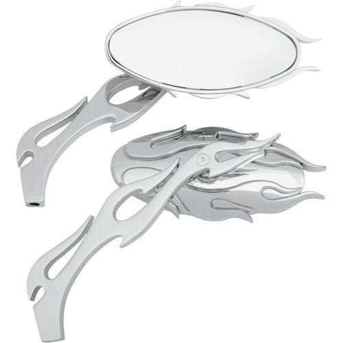 Drag Specialties Flame Oval Mirror - Chrome | 76826CB4