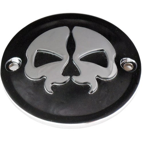 Drag Specialties Point Cover Split Skull - Black - 2 Hole | 78041BB2