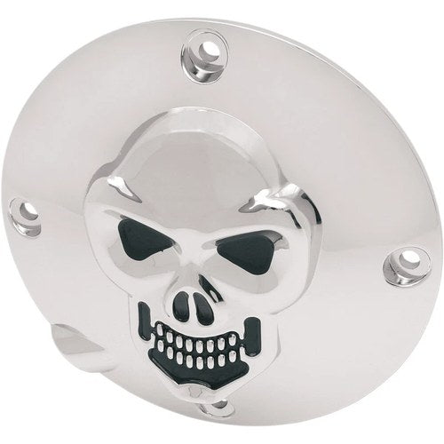 Drag Specialties Skull Derby Cover - Chrome - 4 Hole | 33-0063
