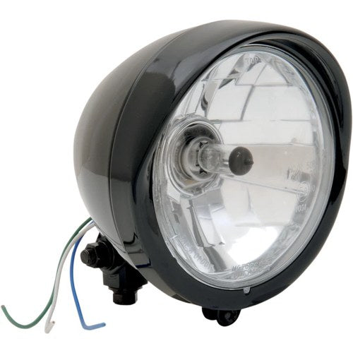 Drag Specialties 5-3/4" Head Light with Visor - Clear Lens - Black | 20-0444B